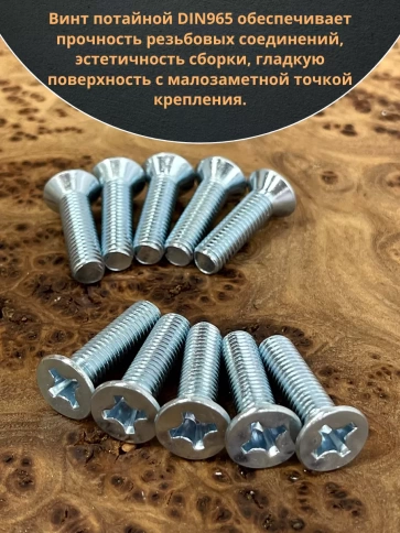Винт потайной оцинкованный 8х20 DIN965, 10 шт. фото 4