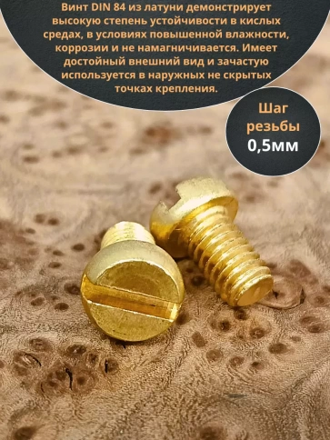 Винт 3х10 латунный с цилиндрической головкой DIN84,10 шт фото 3