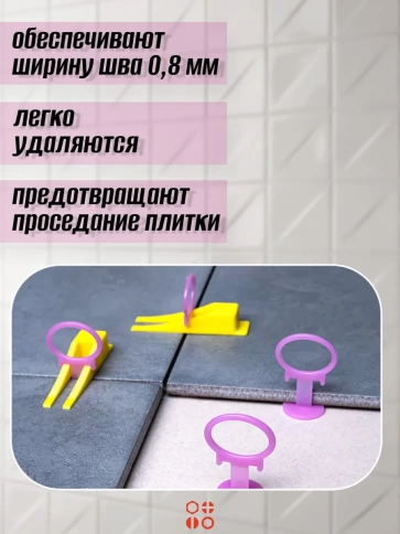 Зажим для выравнивания плитки 0,8 мм SLIM кольцо, 500 шт фото 3