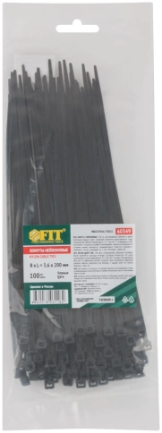 Хомуты нейлоновые черные для проводов 200х3,6 мм 100 шт.  фото 2