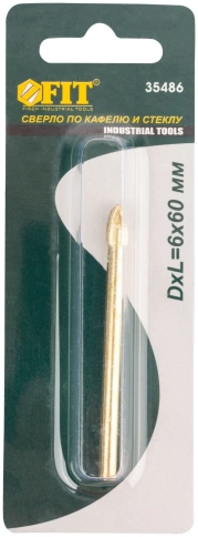 Сверло по кафелю и стеклу 4реж.кромки, титан.покр. 6х60 мм фото 3