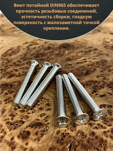 Винт потайной оцинкованный 4х80 DIN965, 50 шт. фото 4