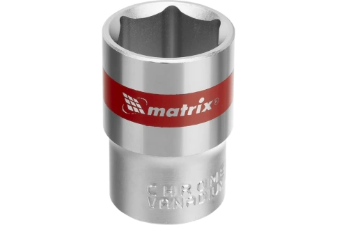 Головка торцевая хромированная 6-гранная 19 мм CrV под квадрат 1/2 Matrix фото 1