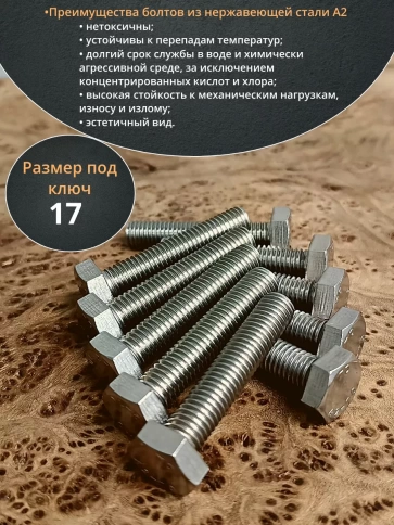 Болт нержавеющий 10х45 мм DIN933  10шт фото 3