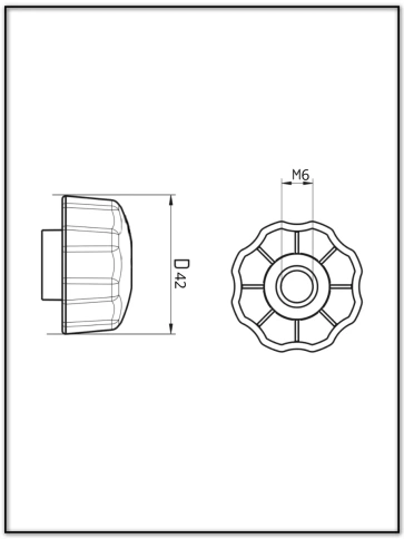 Ручка фиксатор барашек сквозная d 42 мм с гайкой М6, 2 шт. фото 2