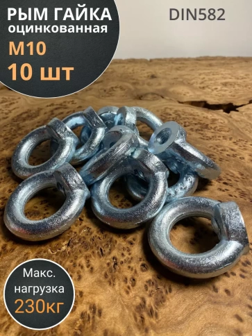 Рым гайка М10 оцинкованная DIN582, 10 шт. фото 1