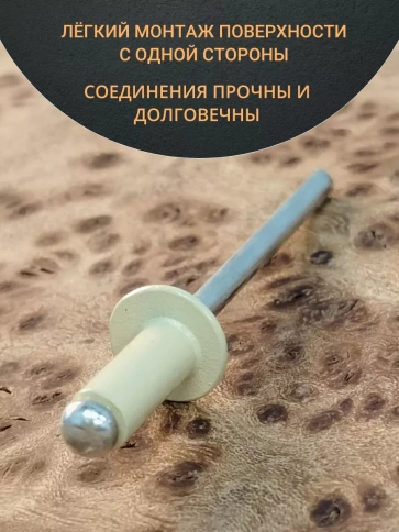 Заклепка вытяжная М3,2х8 алюминий RAL1014(бежевая),50 шт. фото 3