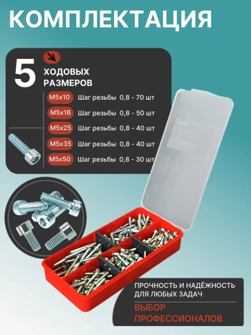 Винты под шестигранник М5 ОЦ 8.8 DIN912 органайзер НАБОР 4 фото 2