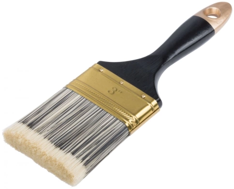 Кисть флейцевая Стайл, искусст.ч/б щетина, дерев.ручка 3" 75 мм фото 1