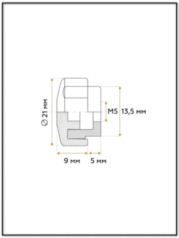 Ручка фиксатор барашек разборный d21 с гайкой М5, 10 шт. фото 2